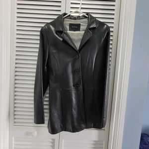 Guess Black Leather Coat Jacket